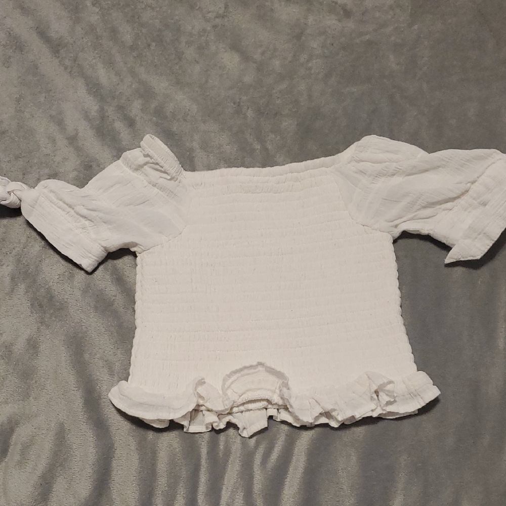 White Ruffled Kids Blouse - Picture 7 of 7